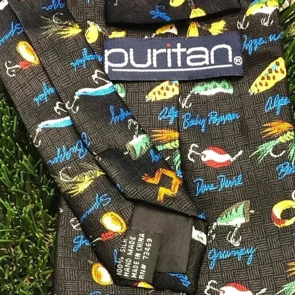 PURITAN Silk Fishing Lures Novelty Tie - Picture 5 of 6